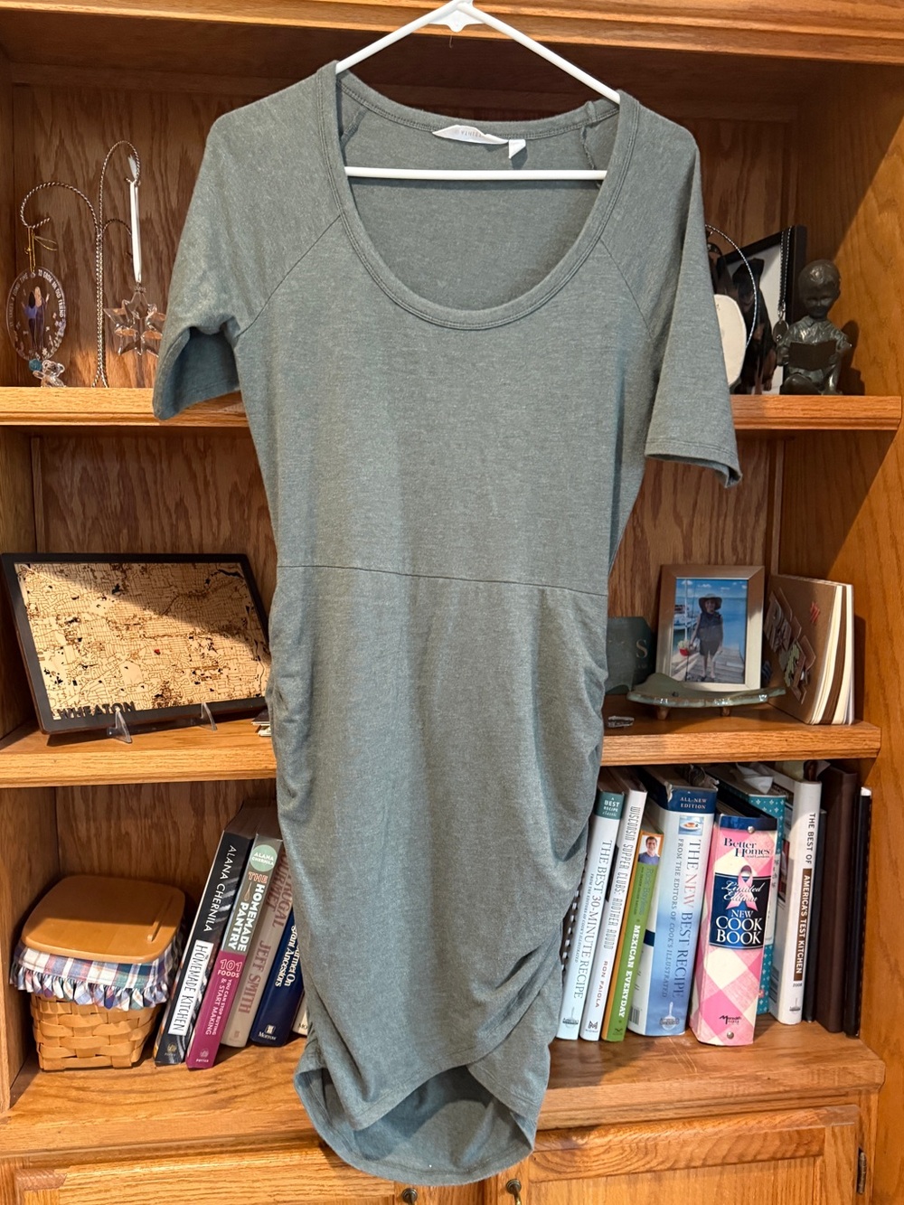 Athlete Seeker T-Shirt Dress in Sage Green, Small